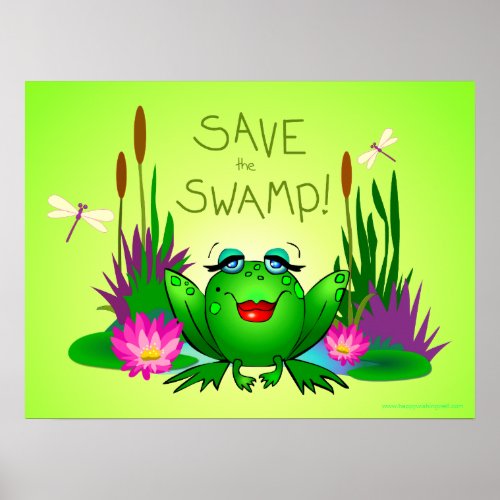 Save the Swamp Beulah the Lady Frog Green Poster