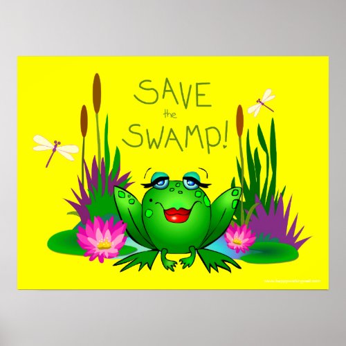 Save the Swamp Beulah the Lady Frog Yellow Poster