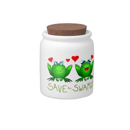 Save the Swamp Frogs Love Ceramic Candy Jar