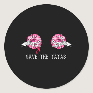 Save The T.a.T.a.s Pumpkin Breast Cancer Awareness Classic Round Sticker