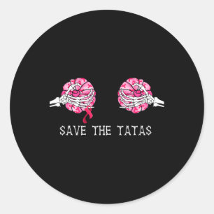 Save The T.a.T.a.s Pumpkin Breast Cancer Awareness Classic Round Sticker