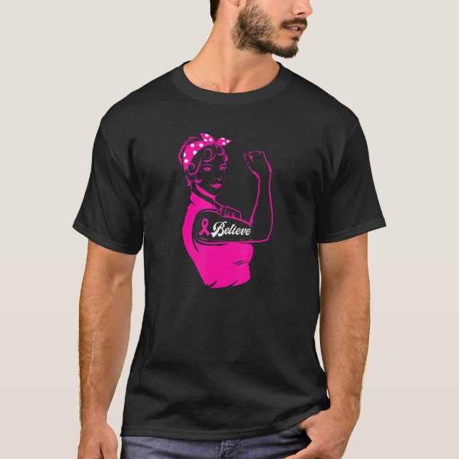 Save the Tatas - Breast Cancer Awareness Believe T-Shirt (Front)