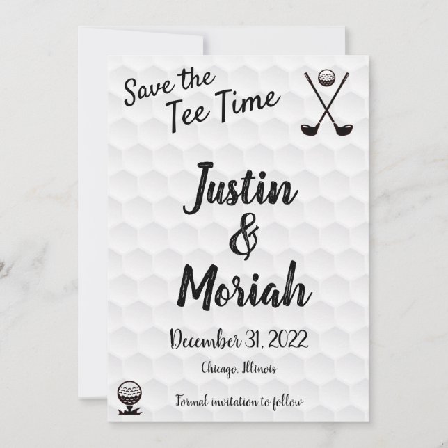 "Save the Tee Time" Save The Date Card - Golf Them (Front)