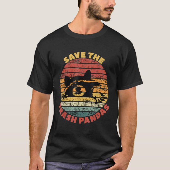 Save The Trash Pandas Raccoon Street Cats T-Shirt (Front)