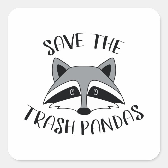 Save The Trash Pandas Square Sticker (Front)