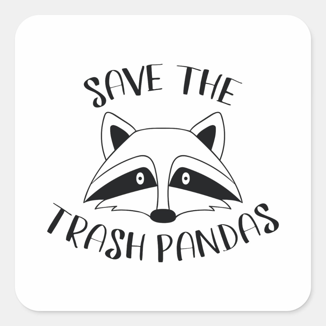 Save The Trash Pandas Square Sticker Zazzle