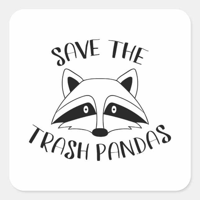 Save The Trash Pandas Square Sticker (Front)