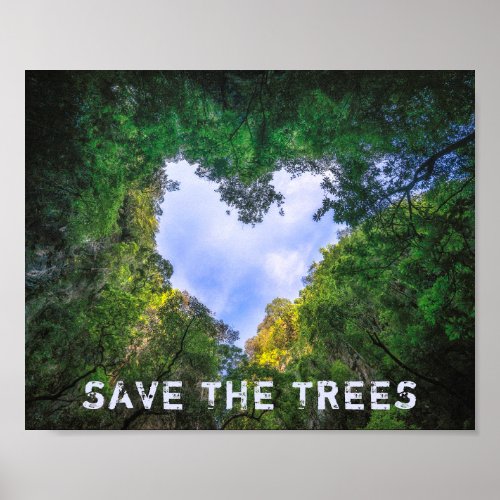 Save The Trees Forest Heart Landscape Eco Poster
