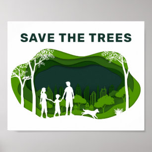poster on save trees with slogan