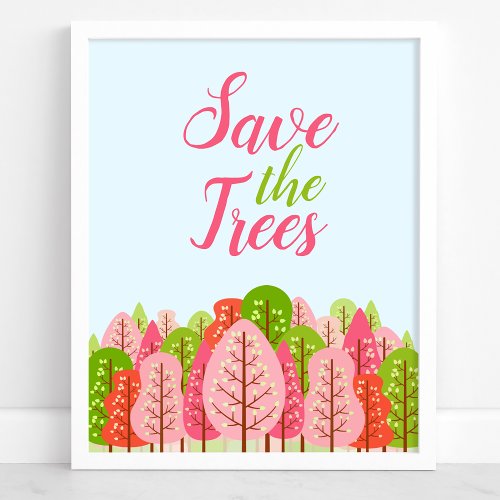 Save The Trees Pink And Green Spring Eco Poster