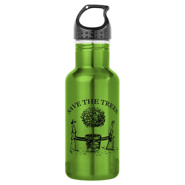 Save the Trees Vintage Illustration 1 Water Bottle (Front)
