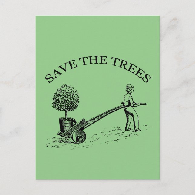 Save the Trees Vintage Illustration Postcard 2 (Front)
