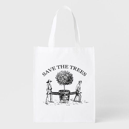Save the Trees Vintage Illustration resuable Bag