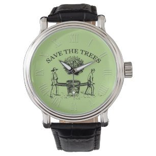 Save the Trees Vintage Illustration Roman Numerals Watch