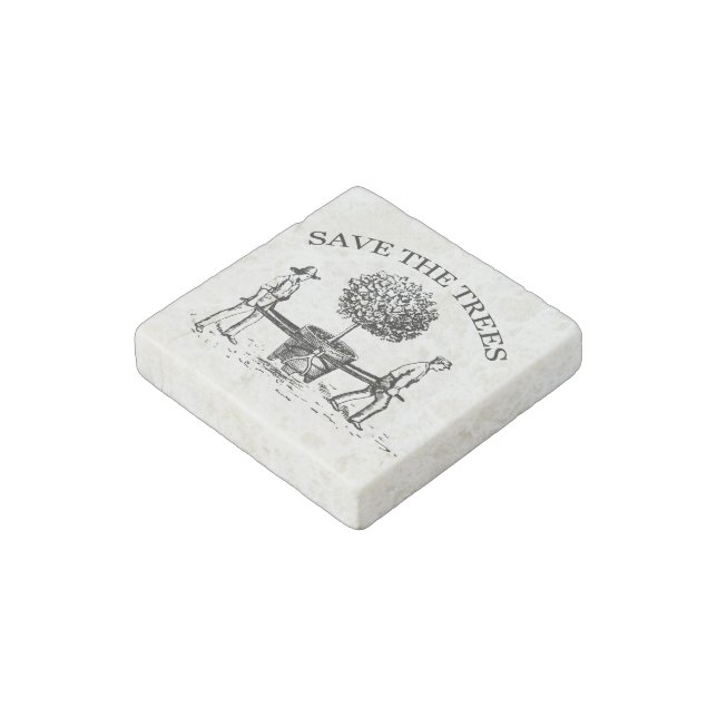 Save the Trees Vintage Illustration Stone Magnet 1 (Angled)