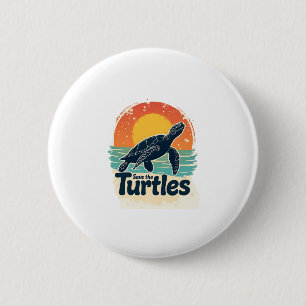 Save The Turtles Animal Rights Sea Turtle Retro St Button