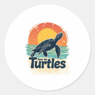 Save The Turtles Animal Rights Sea Turtle Retro St Classic Round Sticker