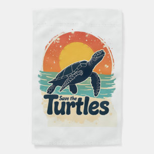 Save The Turtles Animal Rights Sea Turtle Retro St Garden Flag