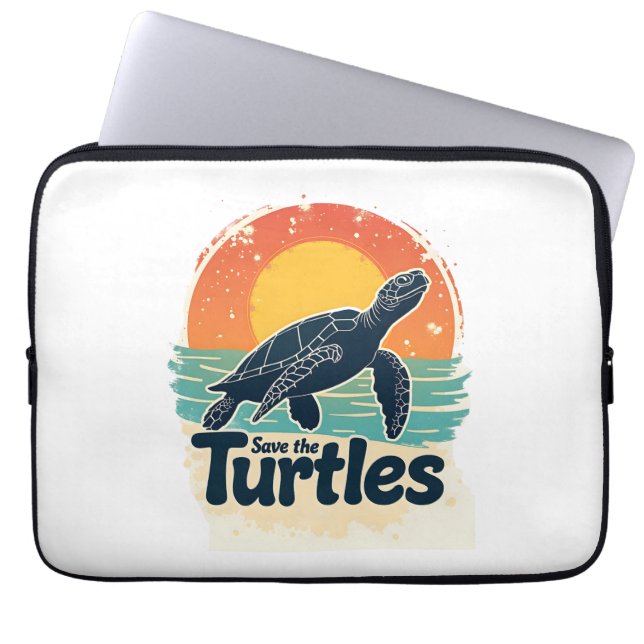 Save The Turtles Animal Rights Sea Turtle Retro St Laptop Sleeve (Front)