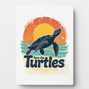 Save The Turtles Animal Rights Sea Turtle Retro St Plaque