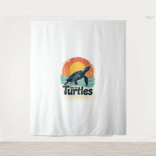 Save The Turtles Animal Rights Sea Turtle Retro St Tapestry