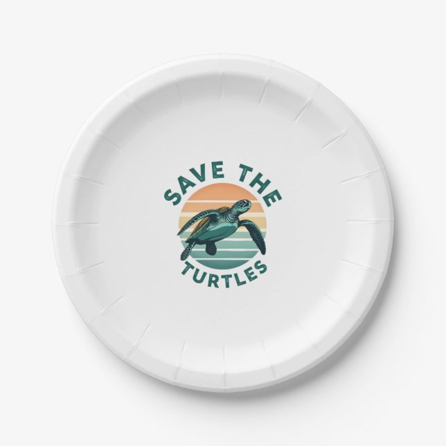 Save The Turtles Animal Turtle Pet Lover (1) Paper Plates (Front)