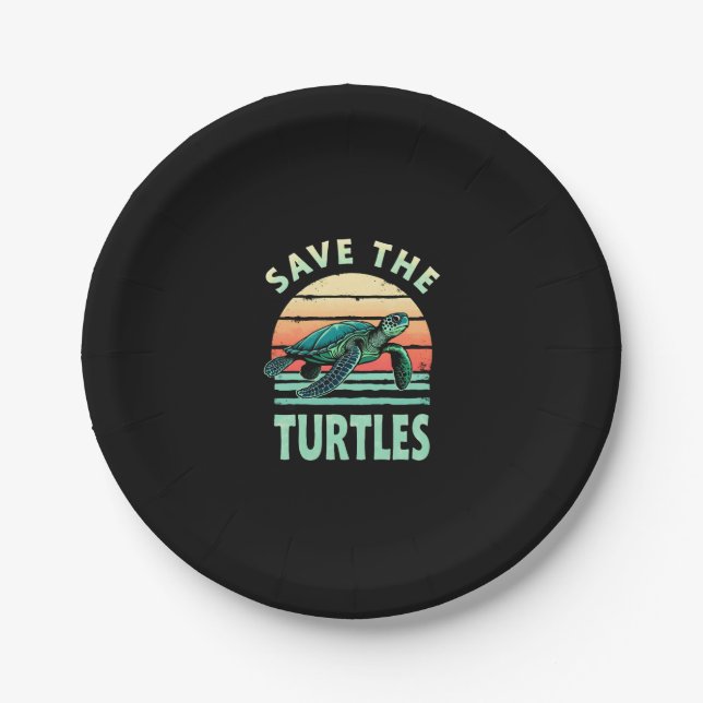 Save The Turtles Animal Turtle Pet Lover (1) Paper Plates (Front)