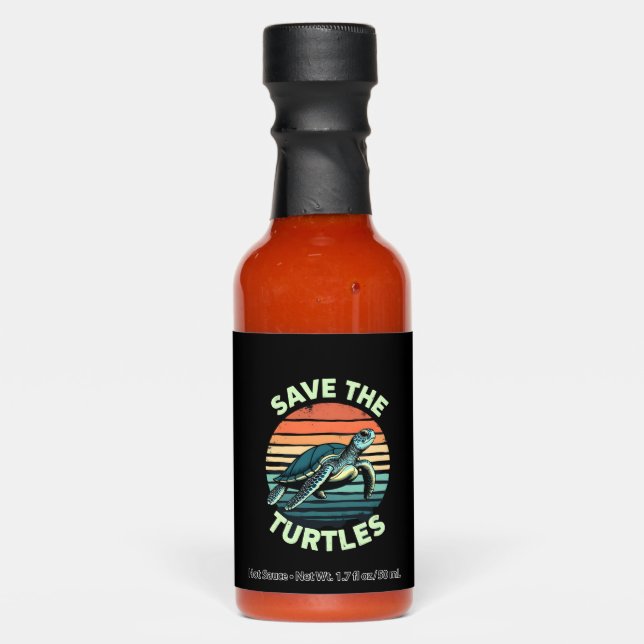 Save The Turtles Animal Turtle Pet Lover (2) Hot Sauces (Front)