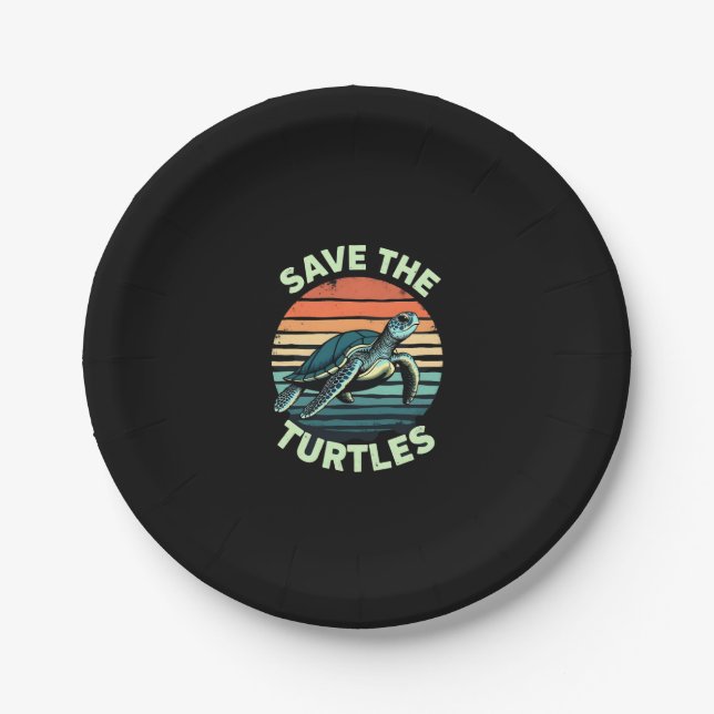 Save The Turtles Animal Turtle Pet Lover (2) Paper Plates (Front)