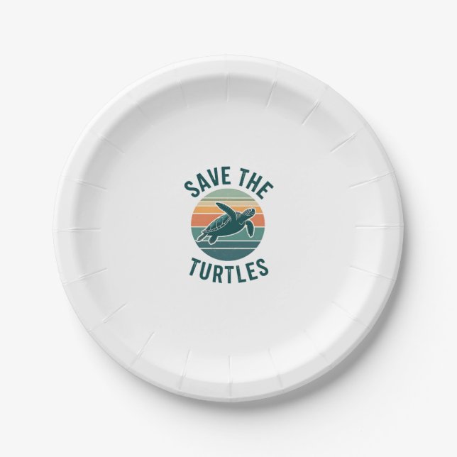 Save The Turtles Animal Turtle Pet Lover (2) Paper Plates (Front)