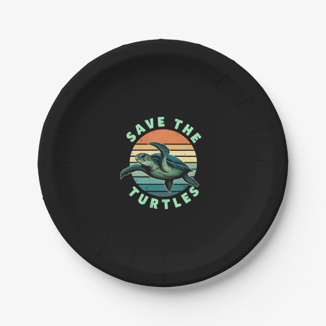 Save The Turtles Animal Turtle Pet Lover (3) Paper Plates (Front)