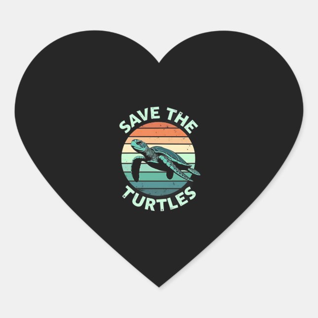 Save The Turtles Animal Turtle Pet Lover (4) Heart Sticker (Front)