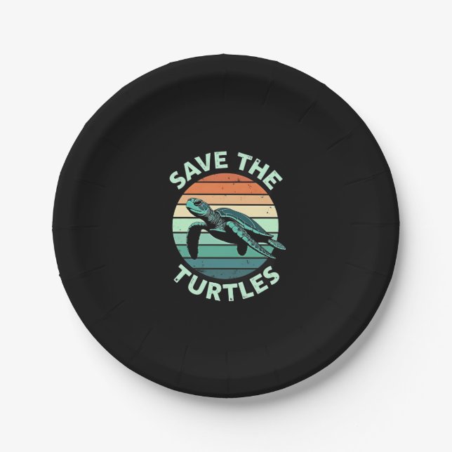 Save The Turtles Animal Turtle Pet Lover (4) Paper Plates (Front)
