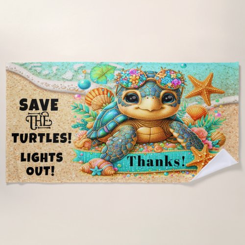 SAVE THE TURTLES  BEACH TOWEL