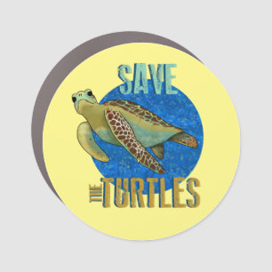 Save the turtles car magnet