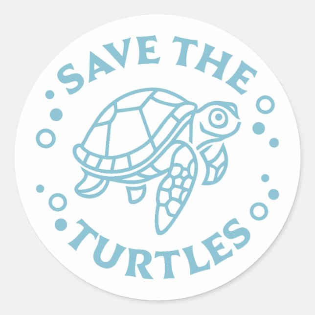 Save the turtles classic round sticker (Front)