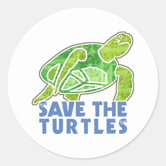 Save the Turtles Classic Round Sticker | Zazzle