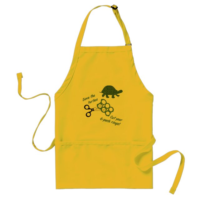 Save the Turtles Cut Six Pack Rings Adult Apron (Front)