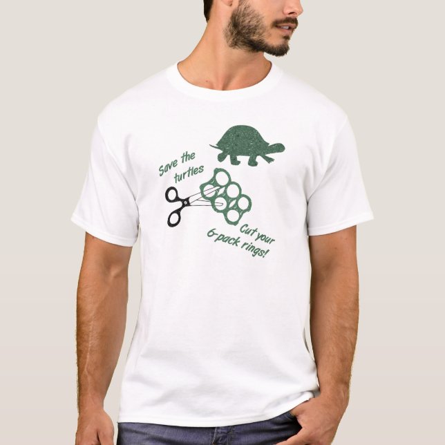 Save the Turtles Cut Six Pack Rings T-Shirt (Front)