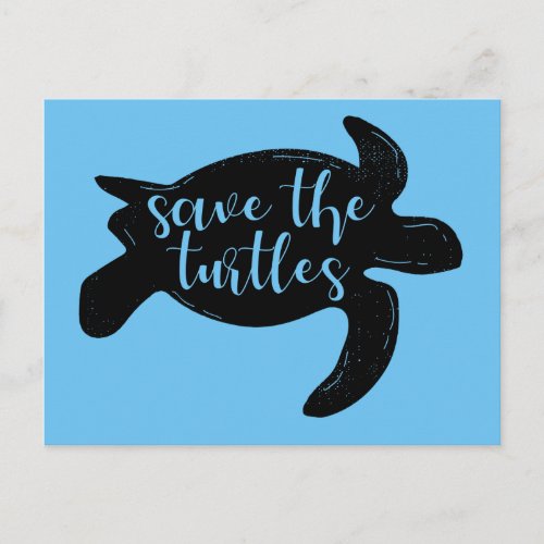 Save the Turtles Cute Blue Animal Activist Postcard