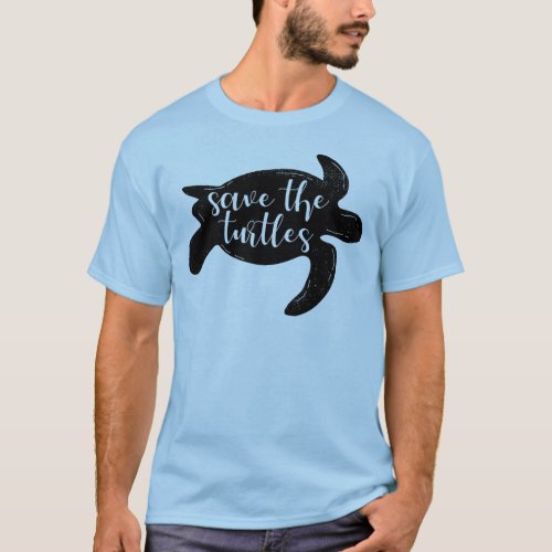 Save the Turtles Cute Blue Animal Activist T_Shirt