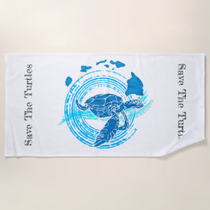 Save The Turtles Eco Badge Beach Towel
