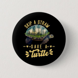 Save the Turtles Environmental Protection Ocean Button