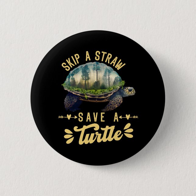 Save the Turtles Environmental Protection Ocean    Button (Front)