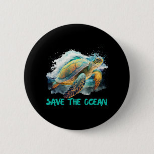 Save the Turtles Environmental protection Ocean Button