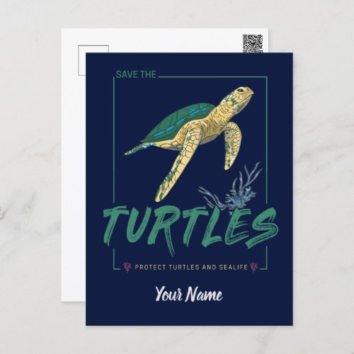 Save the Turtles for girl who just loves tortoise Holiday Postcard