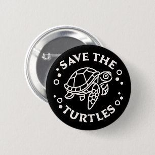 Save the turtles marine wildlife conservation button