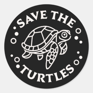 Save the turtles marine wildlife conservation classic round sticker