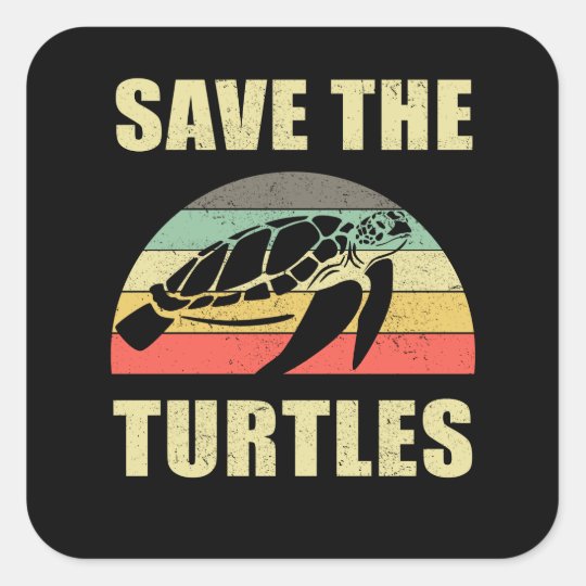 Save The Turtles Pollution Square Sticker | Zazzle.com