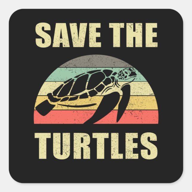 Save The Turtles Pollution Square Sticker (Front)